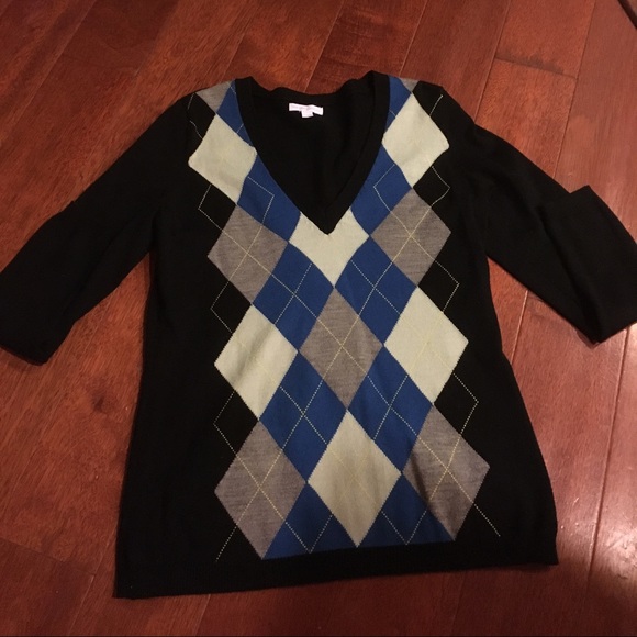 Black argyle sweater