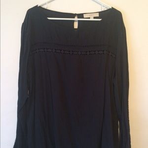 Loft peasant style navy blue blouse