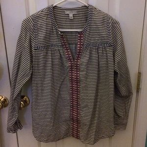 J. Crew embroidered stripped peasant top