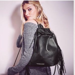 VS Fashion Show Black Fringe Backpack