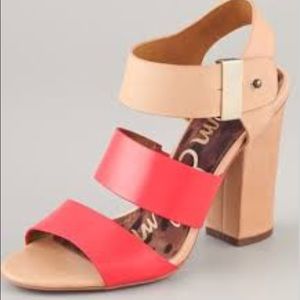 SOLD // Sam Edelman color block heel in coral