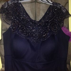 Dark Blue Beaded Prom Dress!!