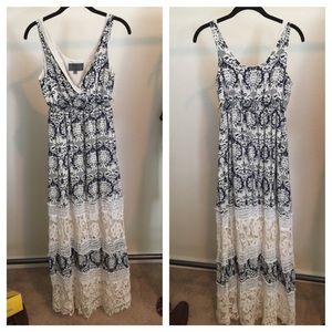 Gorgeous Navy and Cream Maxi Dress