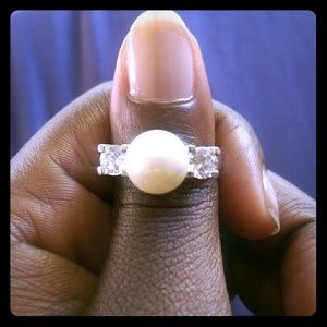 Natural Pearl and Diamond Ring