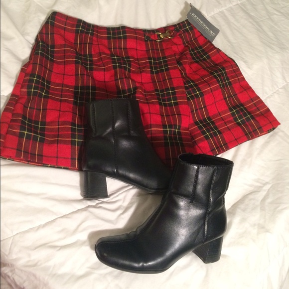 Red Plaid 90's Skort with Clasp high waist