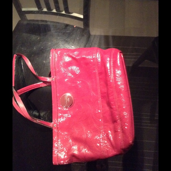 Magenta patent leather Coach purse