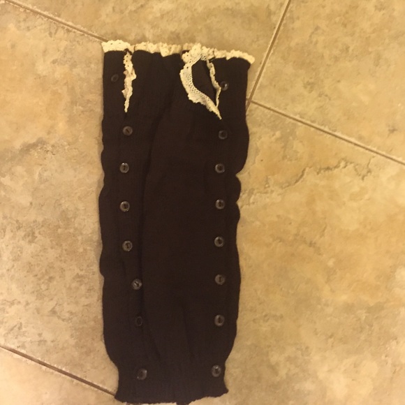 Lace Trim Knee High Button Leg Warmers - Picture 2 of 2