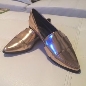 Bronze metallic loafers/oxfords