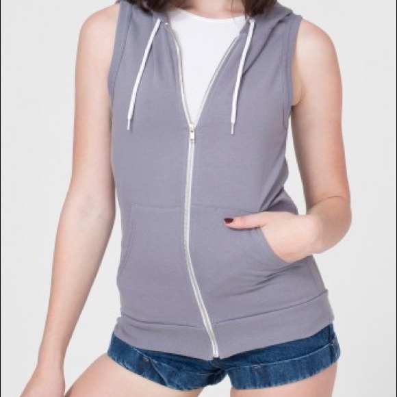 American Apparel grey sleeveless hoodie