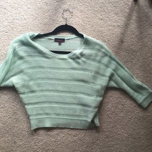 cropped blue sweater