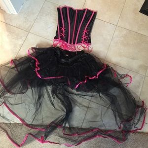 💋Sexy Corset and Skirt! Black and pink!💄