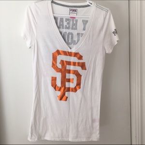Victoria's Secret Pink SF Giants V Neck Tee Shirt