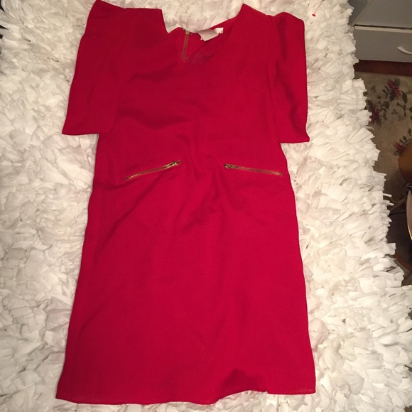 Miss Me MM Couture red + gold zipper dress S