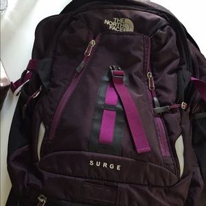 North Face plum/purple surge backpack!
