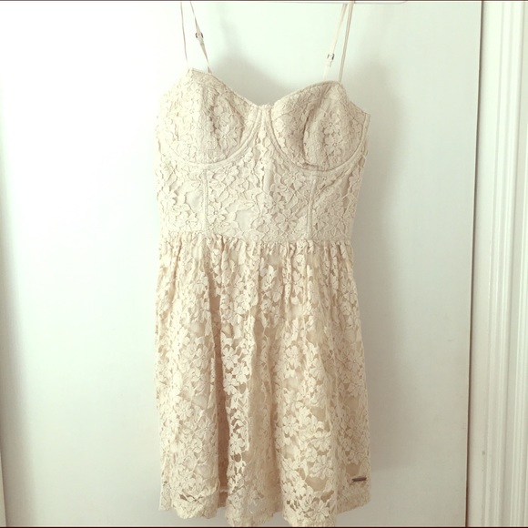 Abercrombie & Fitch Cream Lace Corset Dress