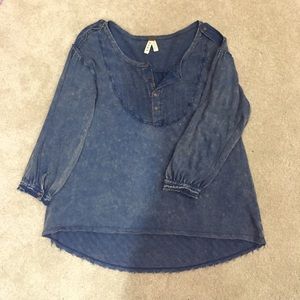 Faded denim flowy top