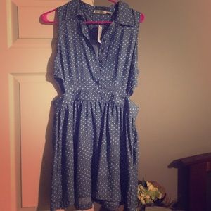 Light wash blue polka dot dress