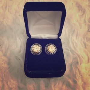 Orange Topaz Stud Earrings