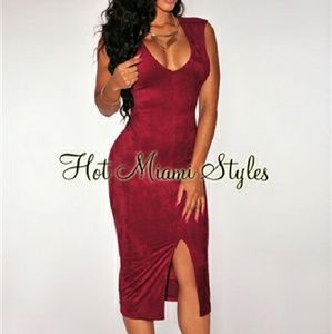 Wine velvet dress hot miami styles