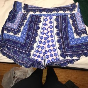 Blue and white patterned shorts