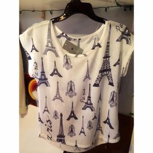 Blu Planet Shirt Eiffel Tower printed top