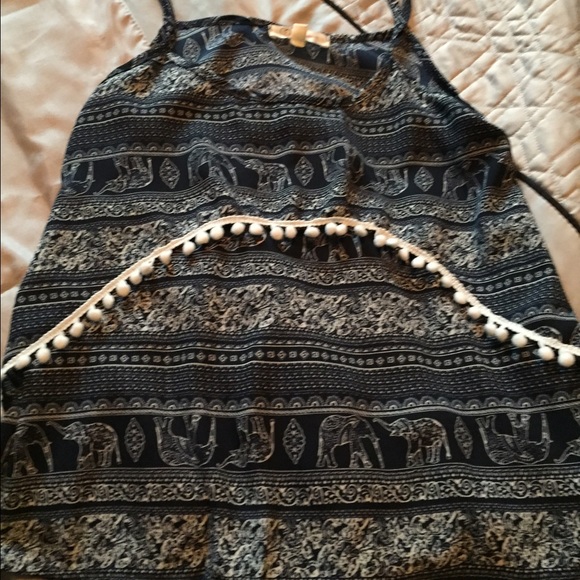 Navy elephant print tank top