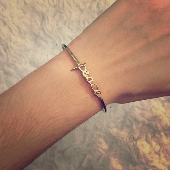 Gold Dainty Peace Bangle Bracelet