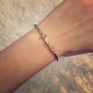 Gold Dainty Peace Bangle Bracelet
