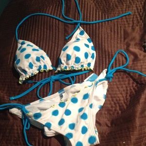 Blue polka dot bikini