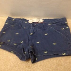 Hollister navy shorts with green seagulls