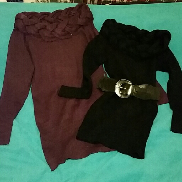 2 sweaters same design black & purple