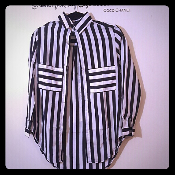 Black and white (beetlejuice) striped blouse