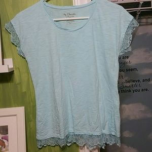 Light blue Chico's lace t-shirt