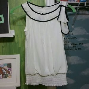 Sleeveless dressy polyester bow shirt