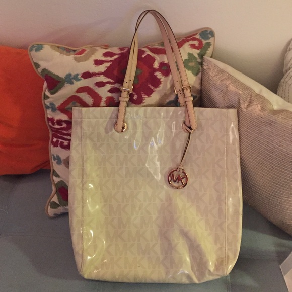 Michael Kors white MK monogram tote