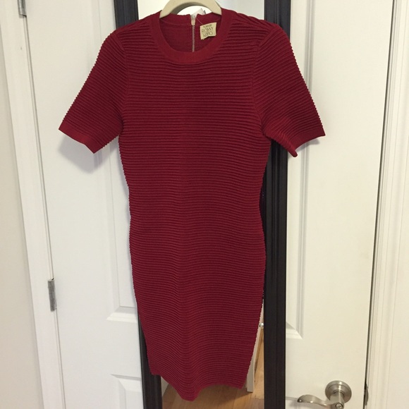 Brand New Torn by Ronny Kobo Red Ribbed Dress - Picture 2 of 3