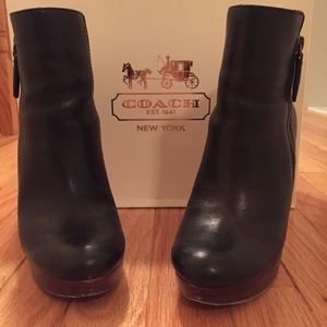Coach Black Leather Booties