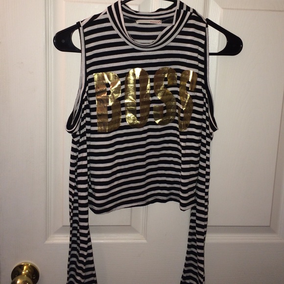 Long sleeve "BOSS" crop top