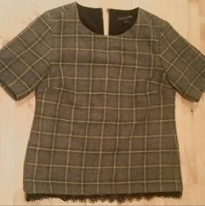 Banana Republic plaid top with lace edge.