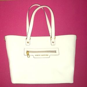 Juicy Couture all white tote with pink interior
