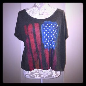 Short Sleeve Crop American Flag Shirt
