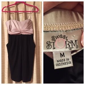 Champagne and black dress