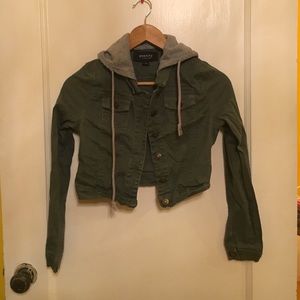 Olive Green Buttoned up Hoodie