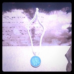 Blue St Christopher's Medal on White Rope
