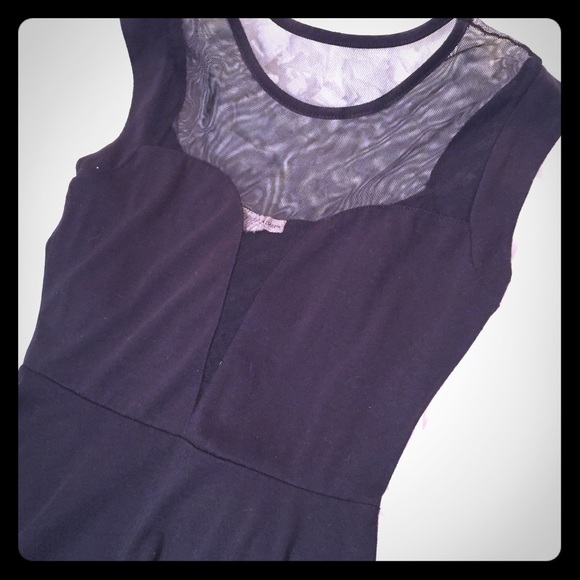 Derek Heart deep v black skater dress size S