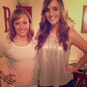 Light pink sequin tank top