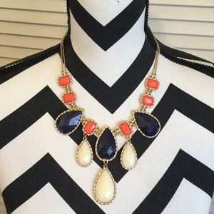 Aldo necklace coral, cream, navy & gold