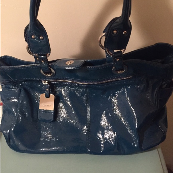 Large Nine West Blue Leather Purse