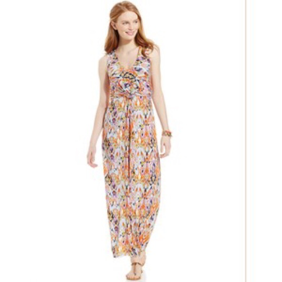 Petite Draped Tribal-Fusion Maxi Dress