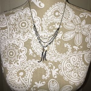Silver M initial necklace